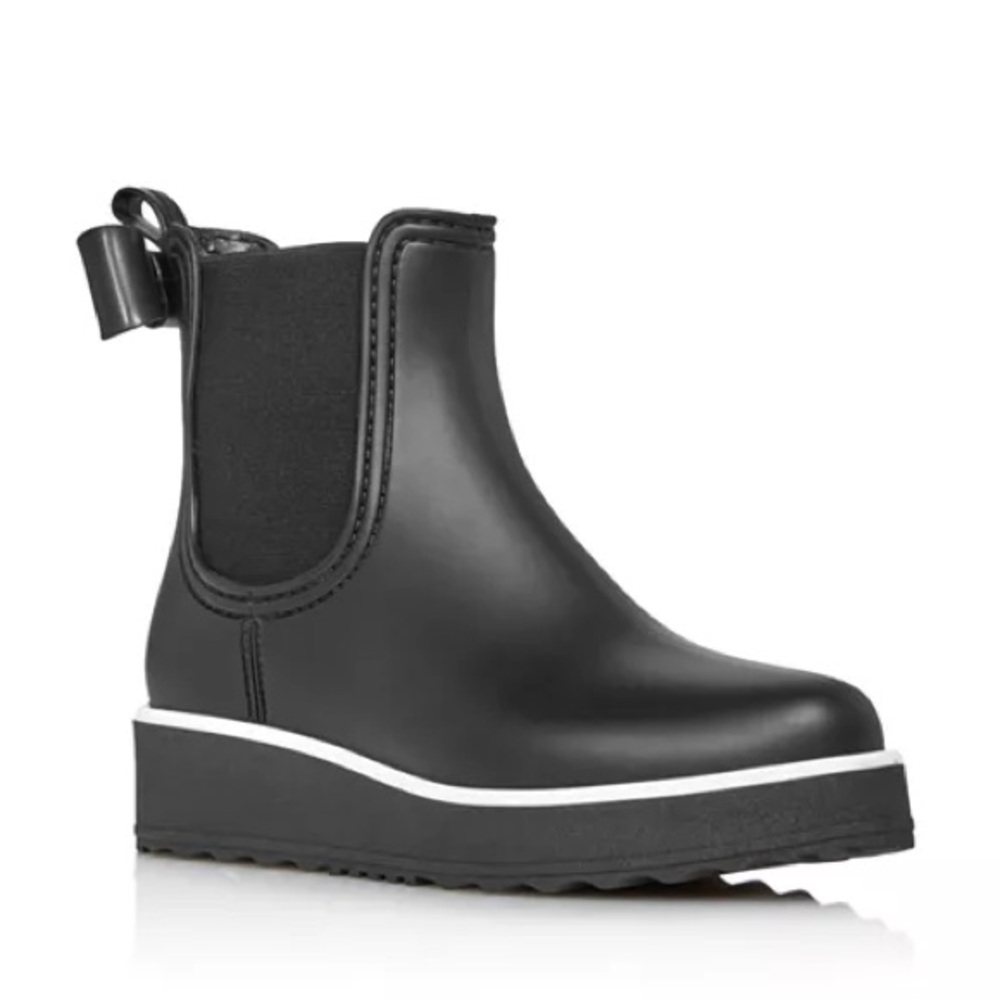 Kate Spade New York Malcolm Round Toe Platform Boots Black Rain Boots Bow Detail